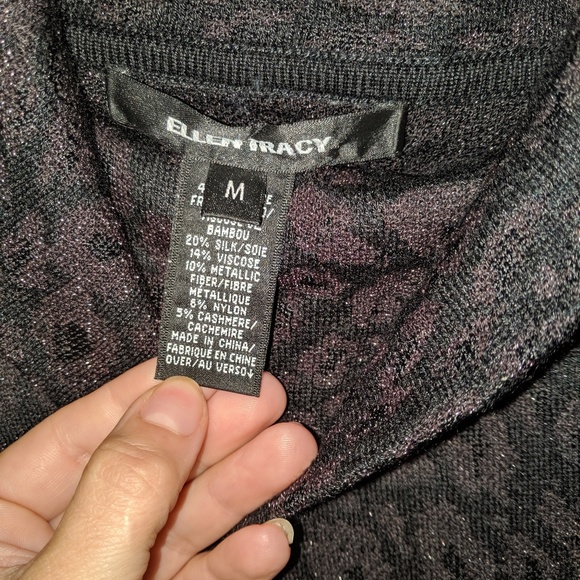 Ellen Tracy sparkle leopard print turtleneck - Picture 4 of 6